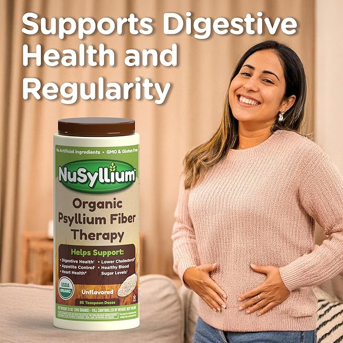 Psyllium Husk Powder USDA Organic, 21 Oz, Dietary Fiber Supplement with Brown Sugar, Helps Promote Digestive Health* Unflavored, 85 Servings