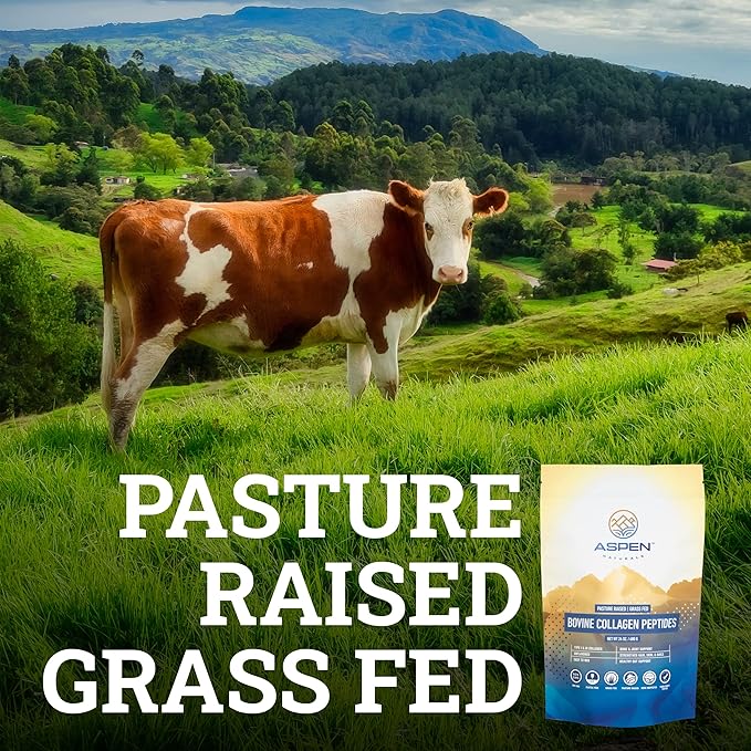ASPEN NATURALS Bovine Collagen Peptides Powder 24 Oz – Type I & III | Grass Fed, Pasture Raised | Healthy Hair, Skin & Nails | Gut Support | Paleo Friendly, Unflavoured, Gluten-Free