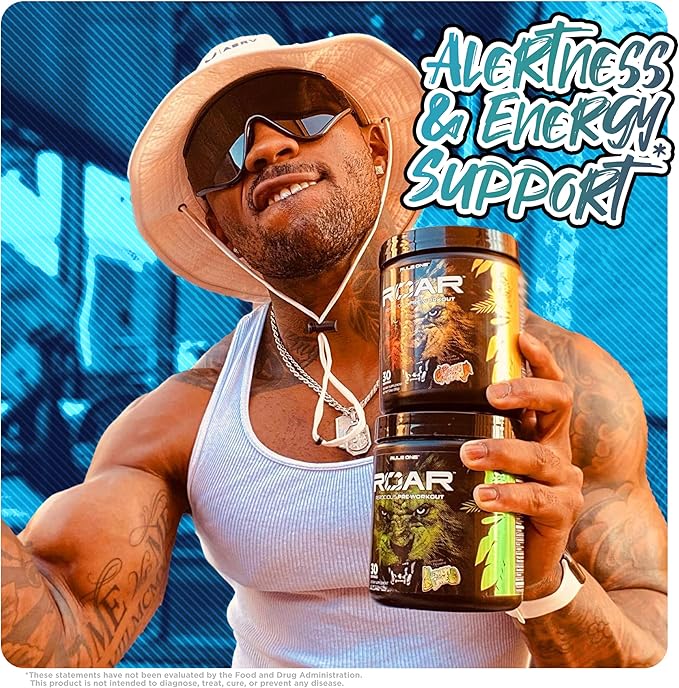 Rule 1 R1 Roar - Pre-Workout Powder with Creatine, Beta-Alanine, Citrulline, Electrolytes & Caffeine (30 Servings, Blue Razz)