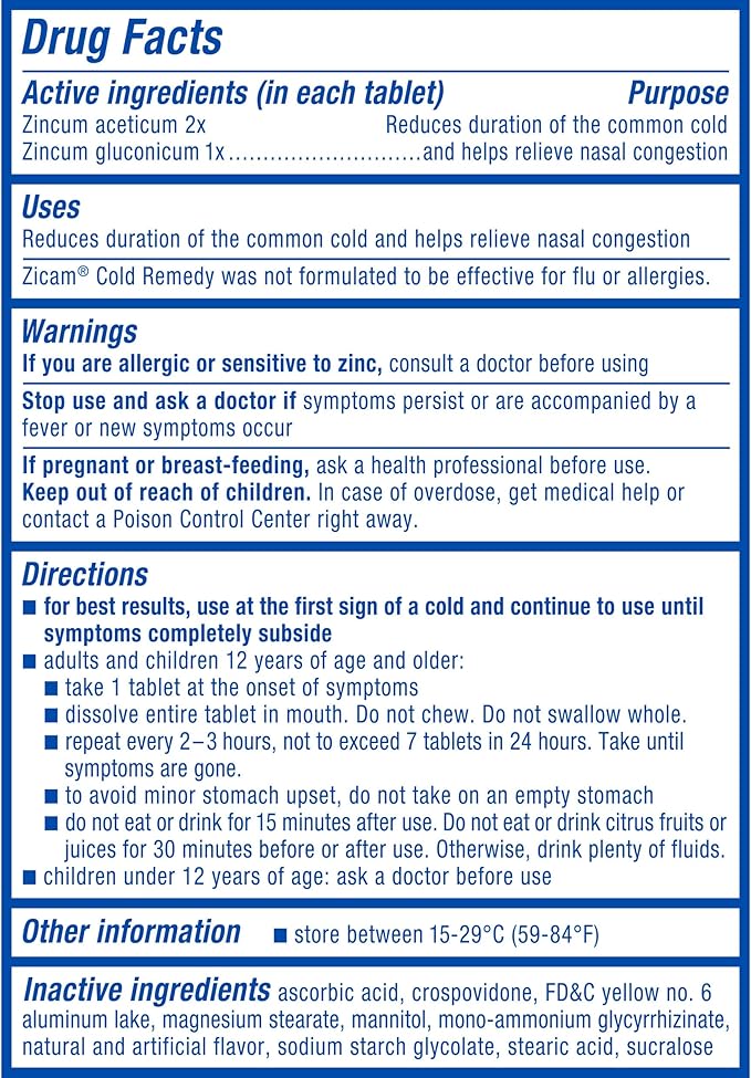 Zicam Cold Remedy Zinc Rapidmelts, Citrus Flavor, 25 Count (Pack of 1)