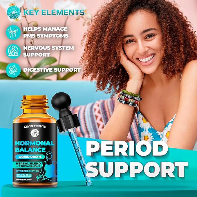 Liquid Hormone Balance Supplements for Women & PMS Relief - Menopause Support PMS Vitamins Menstrual Cramp Relief - PMS Supplements Chasteberry, Black Cohosh for Hot Flashes, Dong Quai & Probiotic