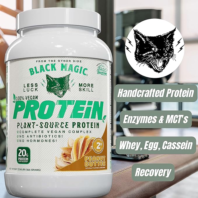 Worldwide Nutrition Bundle: Black Magic Multi-Source Protein - Whey, Egg, and Casein Complex with Enzymes & MCT Powder - Vegan Peanut Butter Protein Powder - 2 LB with Bonus Key Chain