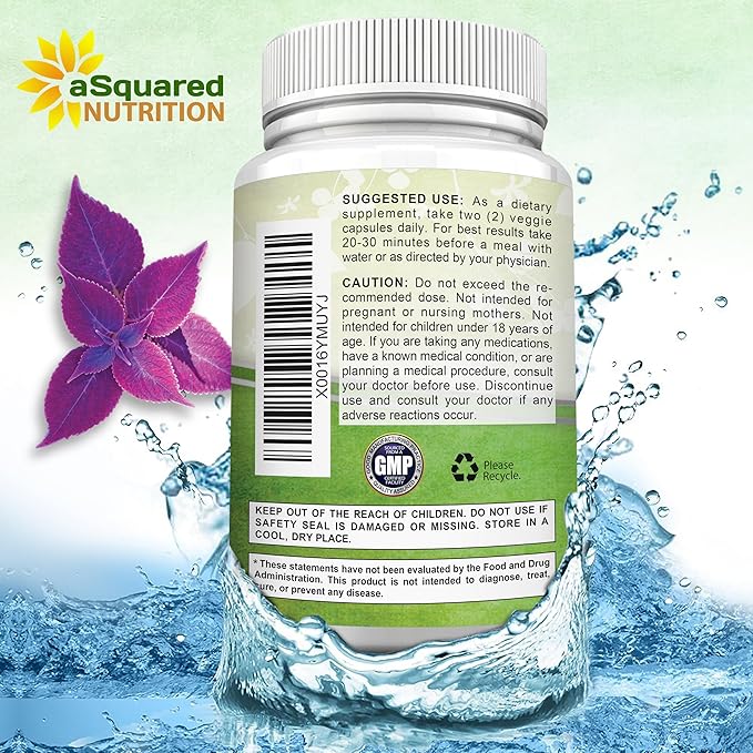 aSquared Nutrition Forskolin 500mg Max Strength-180 Capsules,Forskolin Supplement for Pure Weight Loss Fuel, Coleus Forskohlii Root - Forskolin Diet Pills, Belly Buster Fat Burner 2X Slim Trim Lose