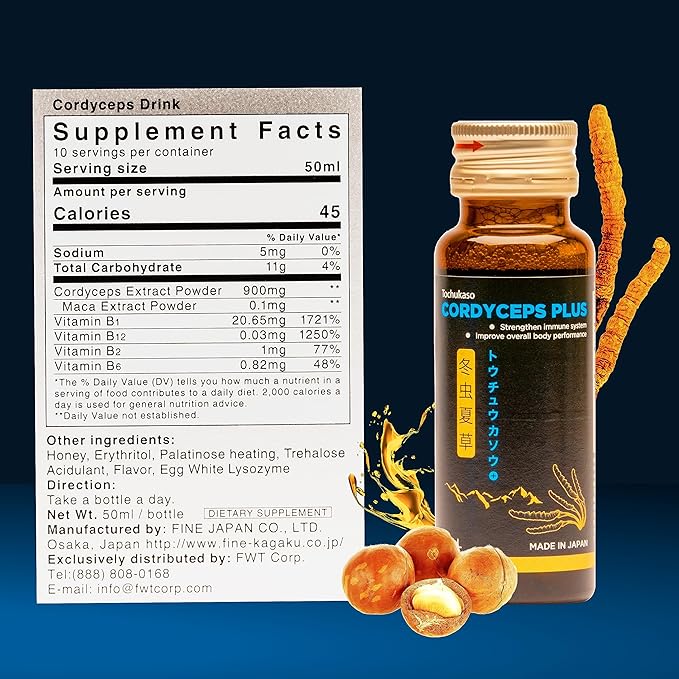 FINE JAPAN Cordyceps Plus: Premium Cordyceps Mushroom Extract and Macadamia Blend - Smart Drops Adaptogenic Mushrooms, Organic Mushroom Supplement for Energy & Immunity, Liquid Cordyceps (Pack of 10)