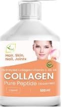 Ved Liquid Collagen Peptides Supplement, Faster Absorption Dietary Hydrolyzed Drink, Skin, Muscles, Hair, Nail Growth, for Women, Men, Unflavored 500 ml (Sugar Free)