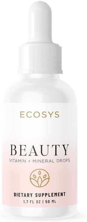 Beauty Drops Vitamin and Mineral Supplement for Radiant Hair, Skin, and Nails – Deep Ocean Minerals, Ionic Trace Minerals, Biotin, Selenium, Bamboo Extract – Lemon Flavor, 30-Day Supply