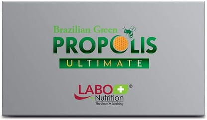LABO Nutrition Brazilian Green Propolis Ultimate - Contains >7% or 28mg per Serving Artepillin C & >5% Flavonoids, for Immune & Brain Support, Natural, High Concentrate & Premium, 60 Veg Capsules