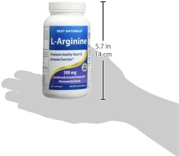 Best Naturals L-Arginine 500mg 250 Capsules - Pharmaceutical Grade L Arginine supplement promotes nitric oxide synthesis