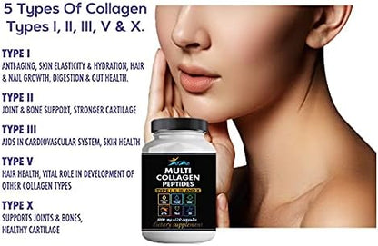 2-Pack Multi Collagen Plus Pills (Type I, II, III, X) for Anti-Aging, Hair, Skin, Nails and Joint Support, 80 Day Supply 240 Capsules