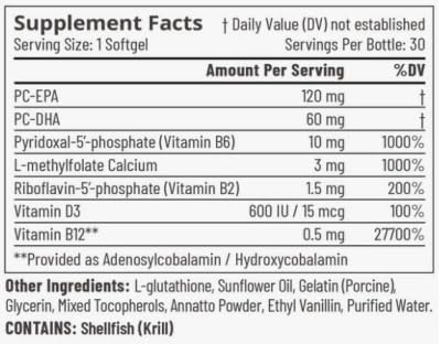 Accentrate - Focus Supplement - Methylated Vitamin B Complex w/Omega 3 Fatty Acid Supplement - Omega-3 EPA and DHA, L-Methylfolate, Vitamin B12, P-5-P, VIT D - 1 Month (30 Softgels)