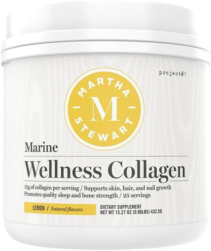 Martha Stewart Collagen Peptides Powder - Multi Collagen for Women | Healthy Supplement for Skin, Hair, Nails, and Bone Strength | 15g Protein | Lemon | 25 Servings