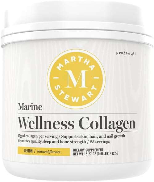 Martha Stewart Collagen Peptides Powder - Multi Collagen for Women | Healthy Supplement for Skin, Hair, Nails, and Bone Strength | 15g Protein | Lemon | 25 Servings