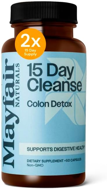 30 Day Supply,15 Day Cleanse Colon Detox, 60 Capsules (30 Servings), Natural Laxative for Constipation and Digestive Health Supplement, Dietary Supplement