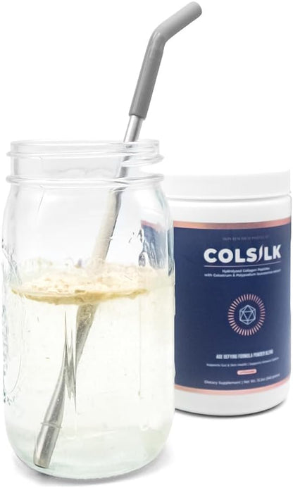 Skin Research Institute ColSilk Collagen Powder Supplement with Collagen, Colostrum, and Polypodium for Skin, Hair, Nails, and Joint Support – One Scoop per Serving – Unflavored (1 Month Supply)