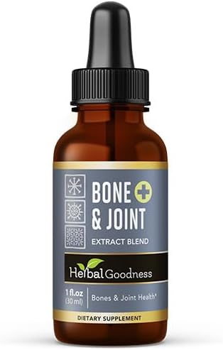 Herbal Goodness Bone and Joint Liquid Extract 1oz - Organic Bone and All Joint Health, Muscle Support, Knee Discomfort with Calcium, Magnesium, Glucosamine and Chondroitin for Men and Women -1 btl