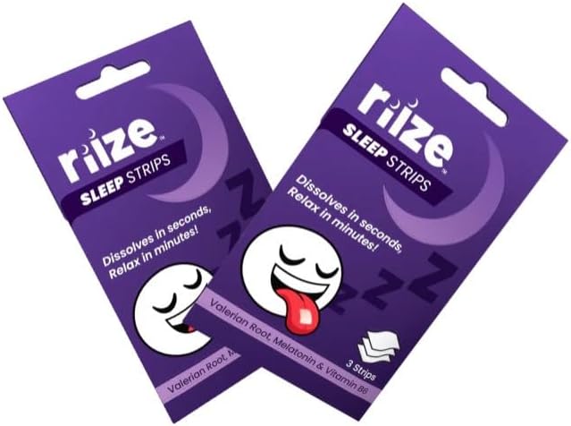 Sleep Strips, Fast Acting Dissolvable Oral Supplement with 5mg Melatonin, Valerian Root, L-Theanine, Vitamin B6, Natural Flavors, Vegan (6 Count)