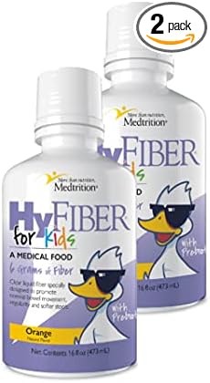 Medtrition HyFiber Liquid Fiber for Kids in Only One Tablespoon, Supports Regularity and Softer Stools, FOS Prebiotics for Gut Health, 6 Grams of Fiber, 32 Servings per Bottle 16 Fl Oz (Pack of 2)