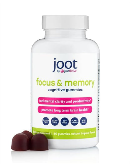 Just Thrive Focus & Memory Gummies – Nootropic Brain Supplement for Clarity, Concentration, Memory Support, & Energy – Citicoline, Lion’s Mane, Vitamin B12 & D3