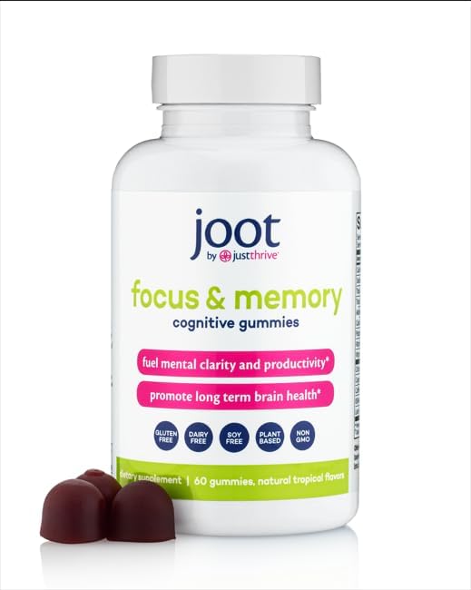 Just Thrive Focus & Memory Gummies – Nootropic Brain Supplement for Clarity, Concentration, Memory Support, & Energy – Citicoline, Lion’s Mane, Vitamin B12 & D3