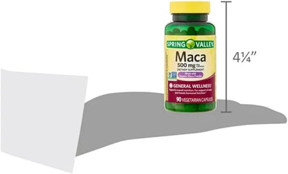 Spring Valley Maca Root 500mg Capsules, Organic Maca Root for Women and Men + STS Sticker.