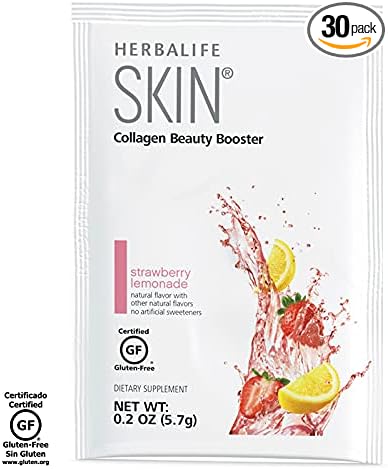 Herbalife Skin Strawberry Lemonade 30 Packets (5.7G) Skin Collagen Beauty Booster: No Artificial Flavor, No Artificial Sweeteners, Gluten-Free