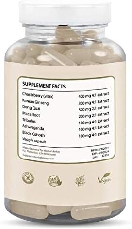 Hormone Balance for Women – Natural Female Energy & Mood Enhancement Pills – Hot Flashes Menopause Relief Supplement with Vitex Chasteberry, Dong Quai, Maca Root Powder, Ginseng – 90 Veggie Capsules