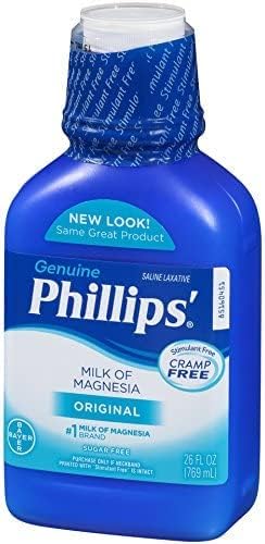 Phillips' Milk of Magnesia Liquid Laxative, 26 oz (Pack of 2) Cramp Free & Gentle Overnight Relief Of Occasional Constipation, #1 Milk of Magnesia Brand
