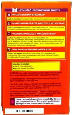 Meta-mucil Multihealth Fiber #1 Doctor Recommended Brand and 100% Natural Psyllium Husk Sugar Free Daily Fiber Supplement of Orange Smooth Fiber Powder and Naturally and Artificially Flavored- 3 Pack