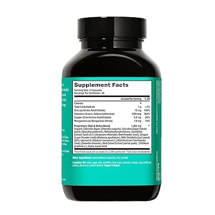 HUM Daily Cleanse Acne Supplement - Gut Cleanse Detox for Clear Skin with Organic Algae, Detoxifying Herbs, Zinc & Spirulina | Clear Skin Supplement (60 Capsules)