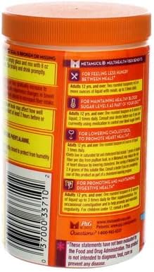 Meta-mucil Multihealth Fiber #1 Doctor Recommended Brand and 100% Natural Psyllium Husk Sugar Free Daily Fiber Supplement of Orange Smooth Fiber Powder and Naturally and Artificially Flavored- 3 Pack