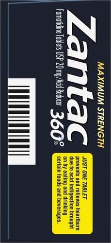 Zantac 360 Maximum Strength Tablets, 100 Count, Heartburn Prevention and Relief, 20 mg