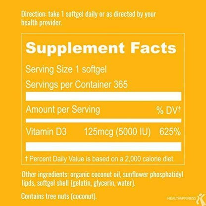 UpNourish 2 Pack - Liposomal Vitamin D 5000 IU 730 softgels, Cholecalciferol Vitamin D3 with Natural Coconut Oil, VIT D3 Supplement