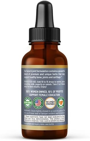 Herbal Goodness Bone and Joint Liquid Extract 1oz - Organic Bone and All Joint Health, Muscle Support, Knee Discomfort with Calcium, Magnesium, Glucosamine and Chondroitin for Men and Women -1 btl