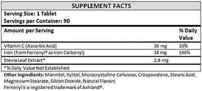 Chewable Iron Supplement for Women/Men(Carbonyl Iron 18 mg with Vitamin C 30 mg) Tablet in Orange Flavor 90 Count (1)