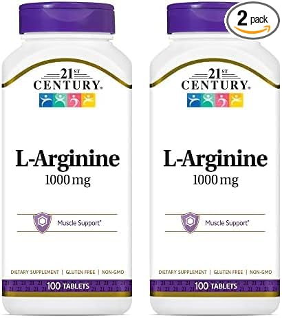 21st Century L-Arginine 1000mg, Maximum Strength 100 ea (Pack of 2)