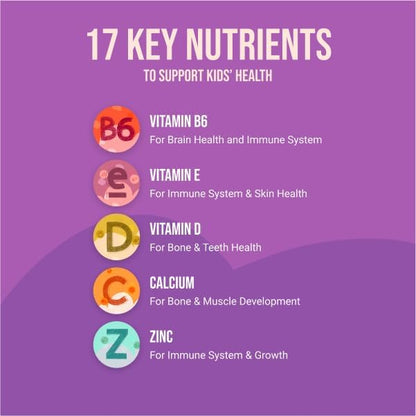 NAKED Nutrition Kids Vitamin Gummies, Made in USA, GMO Free, Gluten-Free, Gelatin Free, Vegan, Kids Vitamins A, C, D, E, B6, B12, Zinc, 3 Fruit Flavors, 30 Day Supply