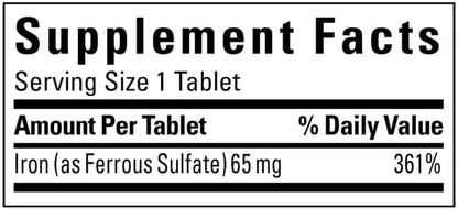 Natures Mades Iron 65 mg (325 mg Ferrous Sulfate), 365 Tablets Bundle, Vital for Red Blood Cell Formation, 365 Days Supply