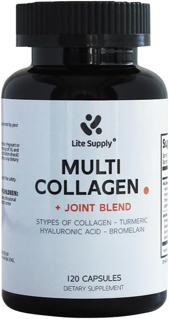 Multi Collagen Complex - 120 Capsules for Men and Women with Type I, II, III, V, X - Hydrolyzed Collagen Peptides, Turmeric Extract Ginger Extract Hyaluronic Acid for Bone and Joint Support Hair Skin