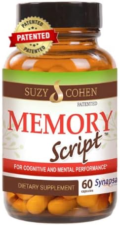 Suzy Cohen Memory Script with Lions Mane, Phosphatidylserine, Green Tea Extract and Ginkgo - Brain Support Supplement for Focus - Nootropic Capsules for Cognition, Faster Recall and Mood
