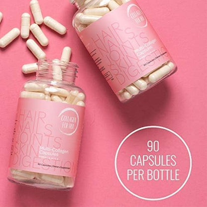 Multi Collagen Capsules for Women (Types I, II, III, V, X,) Hydrolyzed Collagen Peptides, Vitamin Supplement for Hair, Skin, Nails, and Joint Support (90 ct.)