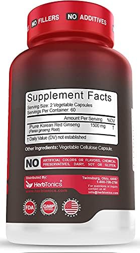 Herbtonics Korean Panax Red Ginseng and Strengthtonic Testosterone Booster for Men Bundle