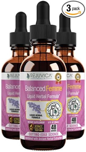 Balanced Femme Natural PMS and Menopause Support for Hot Flashes with Black Cohosh - All-Herbal Liquid Blend
