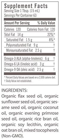 Flora Udo's Oil 3-6-9 Blend - Vegan Omega-3 & Omega-6 - Contains Organic Coconut & Flax Seed Oil - Keep Chilled - 32 fl. oz.