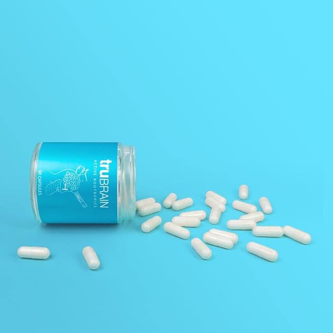 TruBrain Nootropic Capsules - Focus, Energy, Clarity. Fast Absorbing Nootropics Capsules | Brain Boosters | Improve Memory | Stop Procrastination (Medium)
