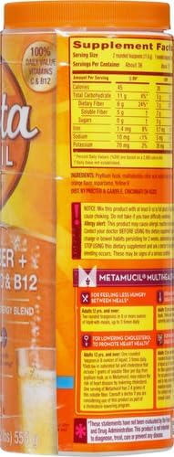 Metamucil Fiber, 4-in-1 Orange SugarFree Powder 72 (Pack of 2)