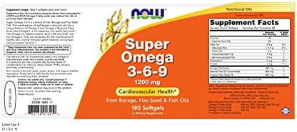 Now Foods Super Omega 3-6-9 Soft-gels, 1200Mg, 180-Count