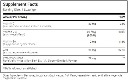 Zinc Lozenges with Vitamin C - Fruit Flavored, Healthy Immune Support Lozenges with 25mg of Zinc Supplement Per Lozenge + 30mg of Vitamin C - 100 Lozenges