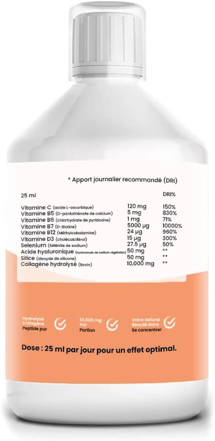 Ved Liquid Collagen Peptides Supplement, Faster Absorption Dietary Hydrolyzed Drink, Skin, Muscles, Hair, Nail Growth, for Women, Men, Unflavored 500 ml (Sugar Free)
