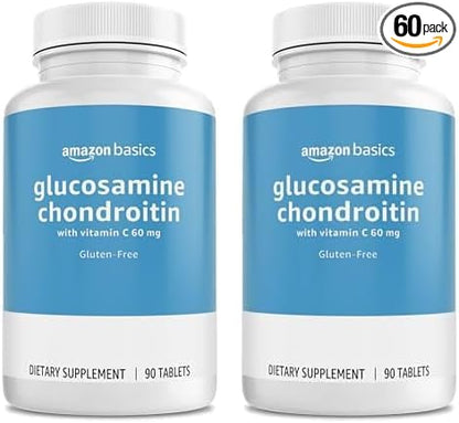 Amazon Basics Glucosamine 1500 mg with Chondroitin and Vitamin C 60 mg, 90 Tablets (2 per Serving), Gluten Free (Pack of 2)