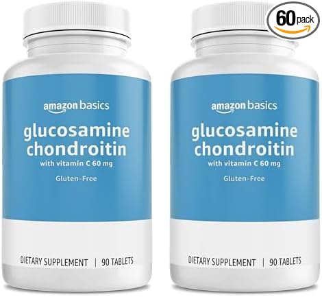 Amazon Basics Glucosamine 1500 mg with Chondroitin and Vitamin C 60 mg, 90 Tablets (2 per Serving), Gluten Free (Pack of 2)